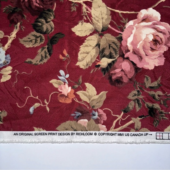 Richloom Brick Red Floral Rose Fabric Woven Home Decor 1 Yard 53.5 Width - Picture 6 of 9
